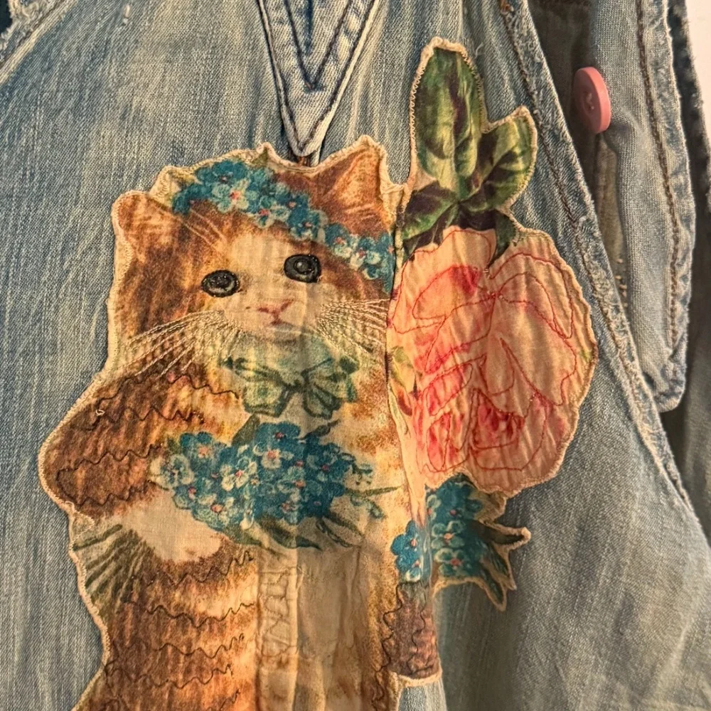 Magnolia Pearl "Floral Kitty" Overalls - Brand New! - Picture 8 of 15